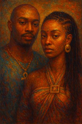 a painting of a man and a woman