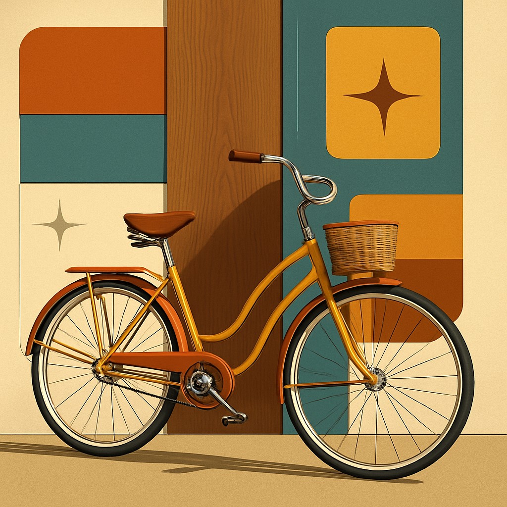 bicyle resting against a wall