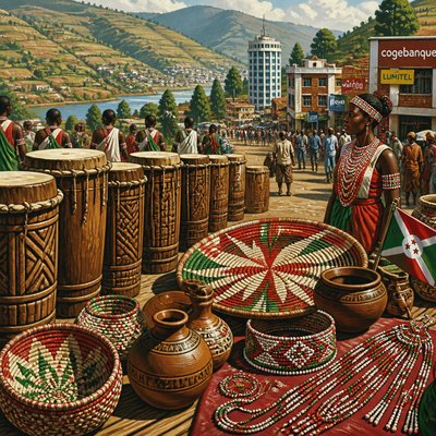 urban street with city activity — Burundian Art Style