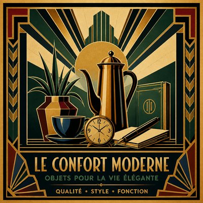 still life with everyday objects — Art Deco Poster Design