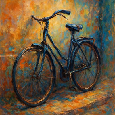 bicyle resting against a wall