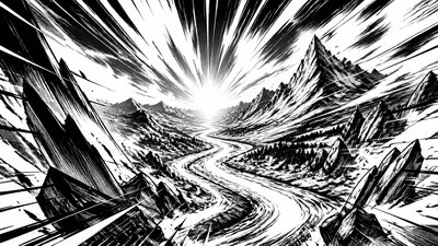 a vast valley with a river winding toward distant mountains at sunrise, no people, no text