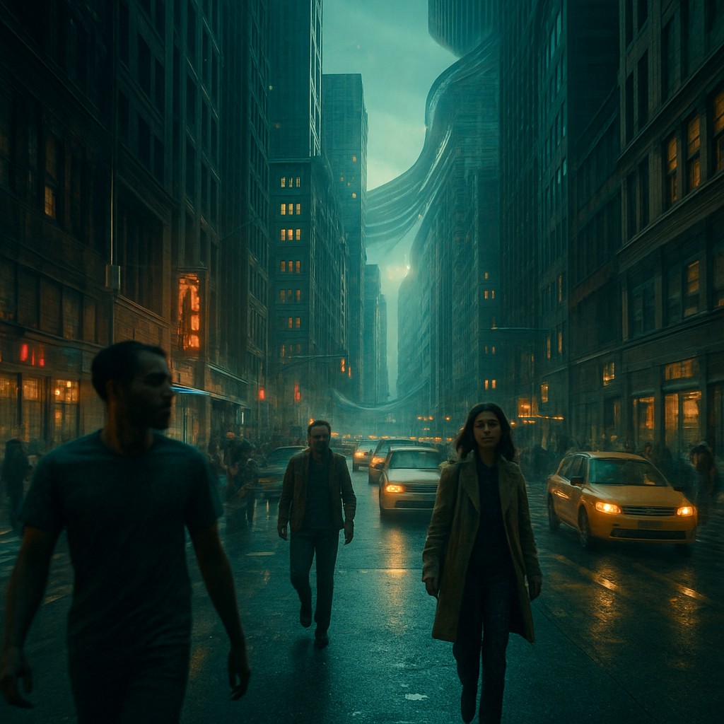 urban street with city activity