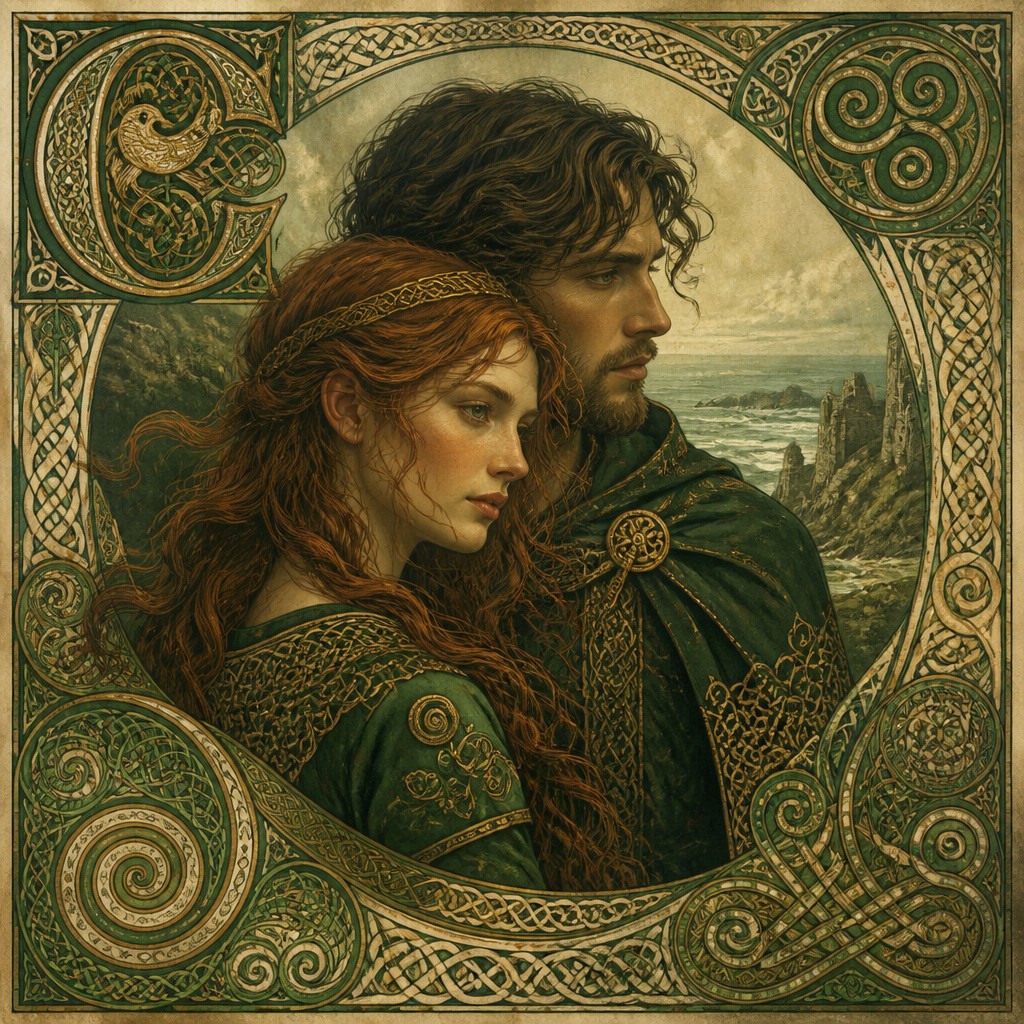 portrait of two people together — Irish Art Style