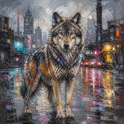 animal standing in natural pose — Urban Impressionism Art Style