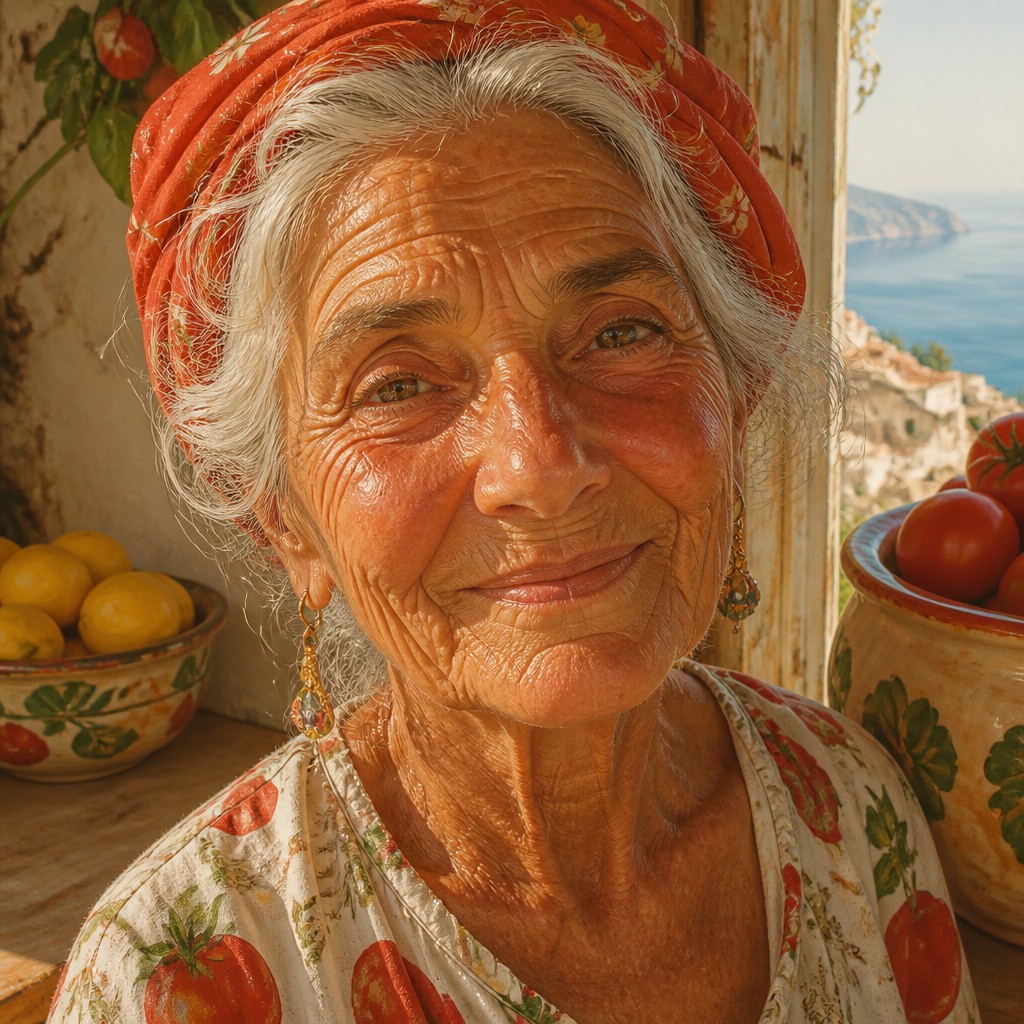 close-up portrait of an elderly person with expressive weathered features — Tomato Girl Aesthetic