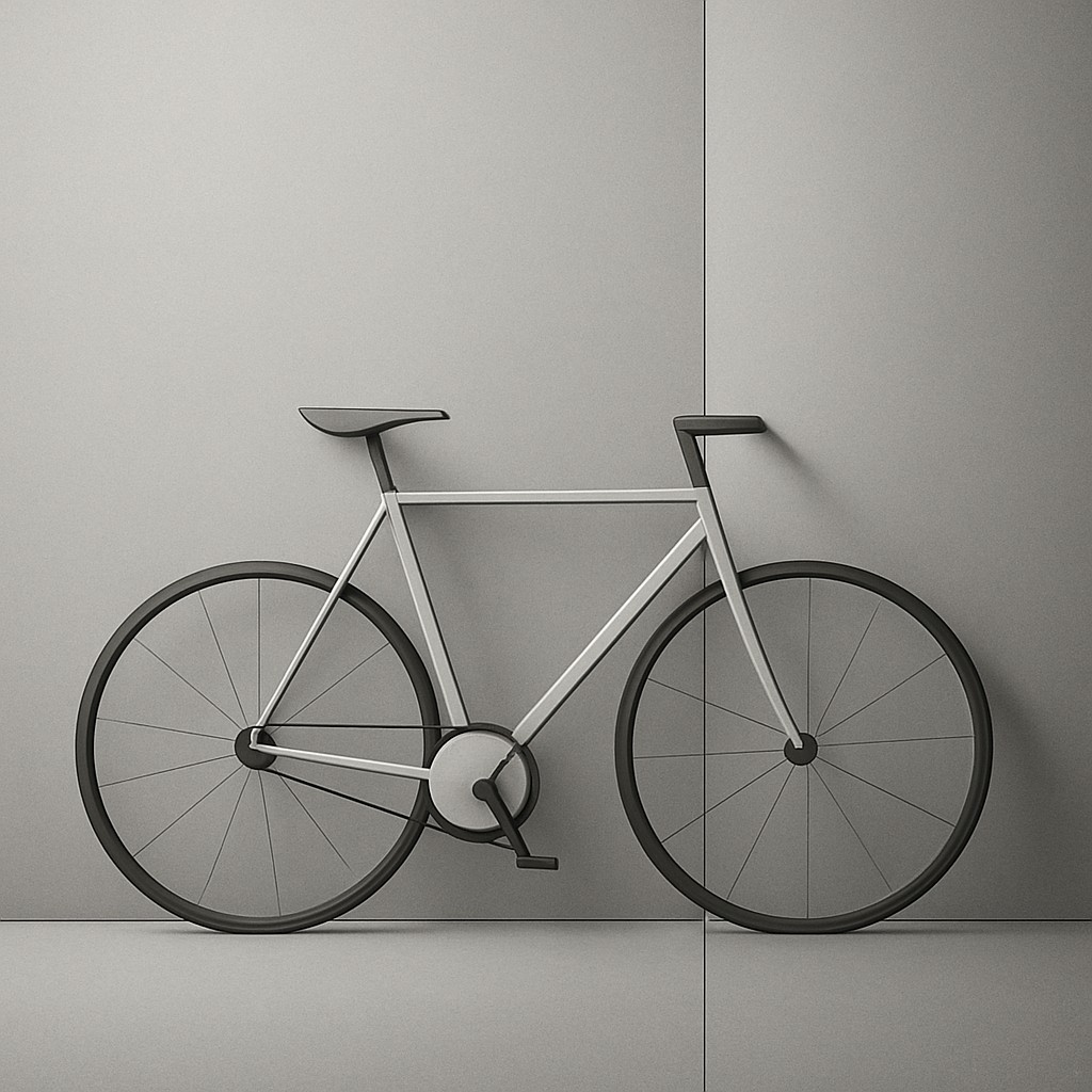 bicyle resting against a wall