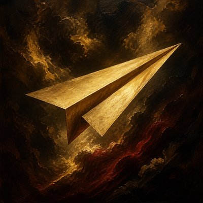 a paper plane, clean minimal composition on a plain background, no text