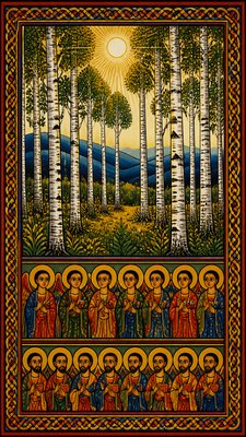 a serene birch forest in soft morning light, no people, no text
