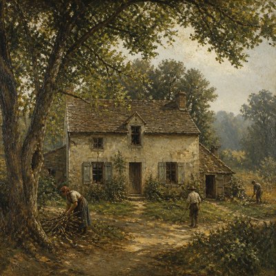 house with front view — Barbizon Art Style