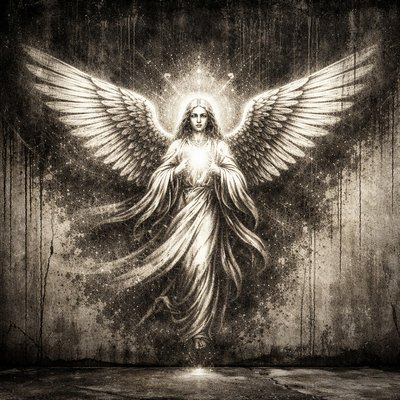 Do not use words to portray as angel drawn in graffiti art “And unto the angel of the church of the Laodiceans write; These things saith the Amen, the faithful and true witness, the beginning of the creation of God;” (Revelation 3:14, KJVA)
