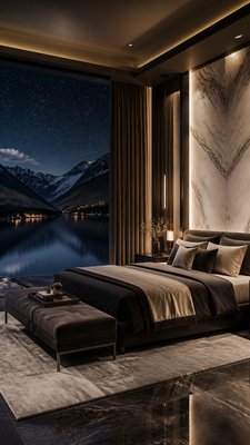 a tranquil mountain lake beneath a starry night sky, no people, no text