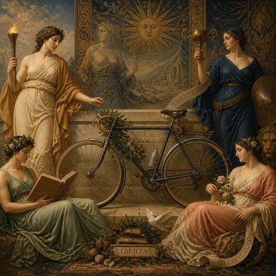 bicyle resting against a wall — Allegory Art Style