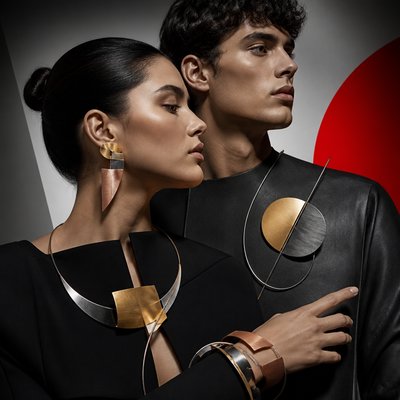 portrait of two people together — Modern Contemporary Jewelry Design