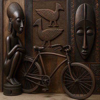 bicyle resting against a wall — Ivorian Art Style