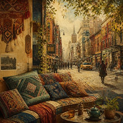 urban street with city activity — Bohemian Interior Design