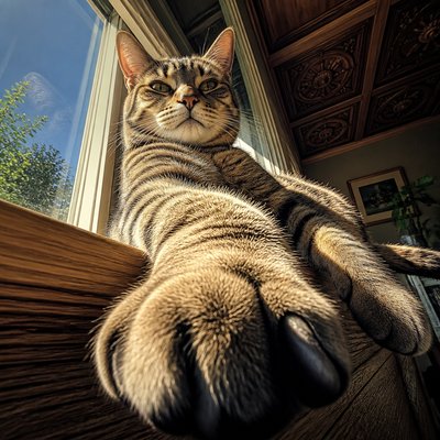 a cat lounging in a sunlit window
