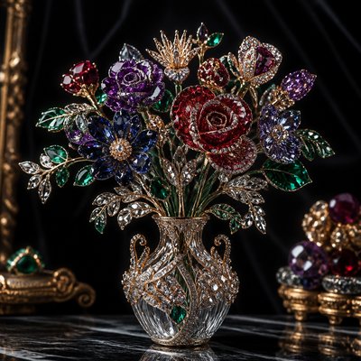 bouquet of flowers in a glass vase
