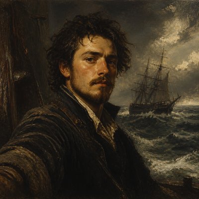 sailing ship on a stormy sea