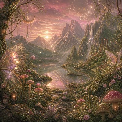 serene landscape with mountains and water