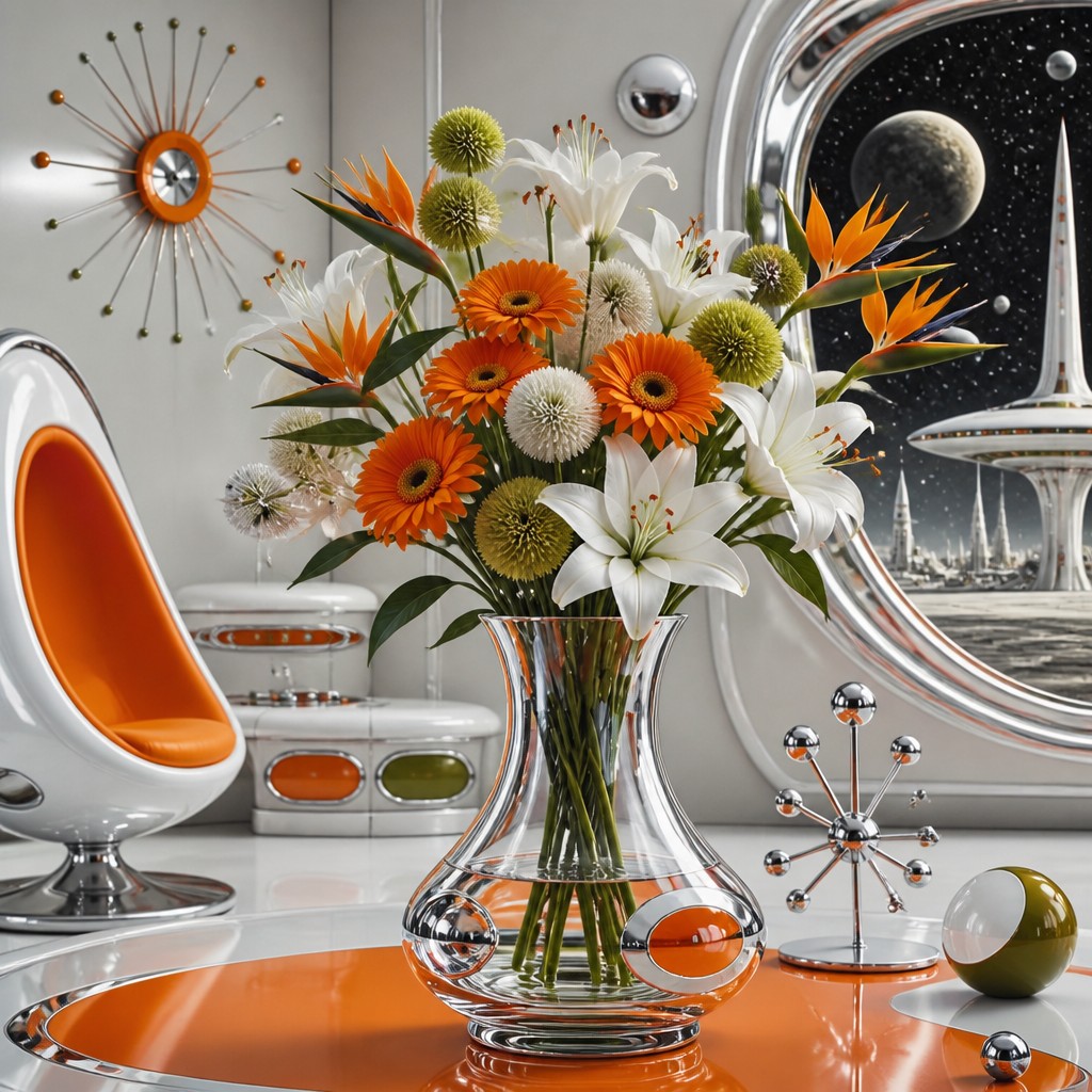bouquet of flowers in a glass vase — Space Age Aesthetic