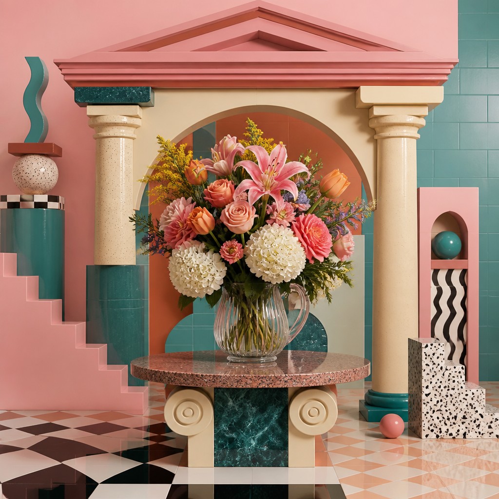 bouquet of flowers in a glass vase — Postmodern Architecture
