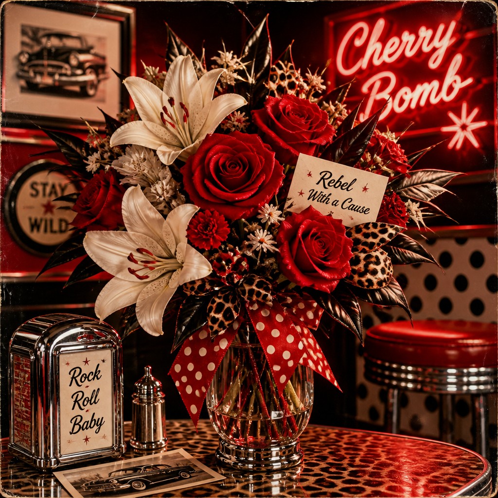 bouquet of flowers in a glass vase — Rockabilly Aesthetic