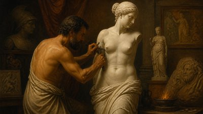 ancient greek sculptor carving venus