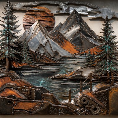 serene landscape with mountains and water