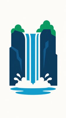 towering waterfall cascading down a cliff