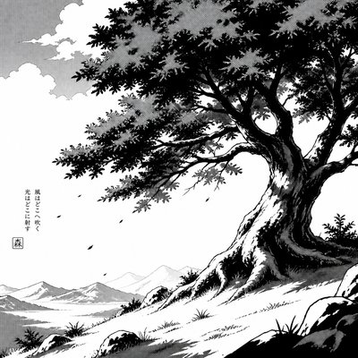 a tree in nature — Manga Art Style