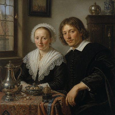 portrait of two people together — Leiden Art Style