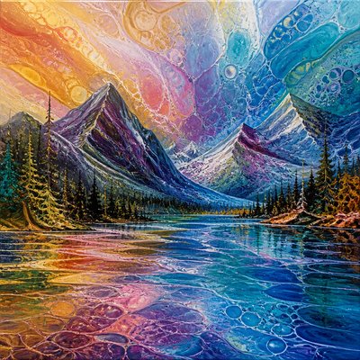 wide landscape with natural scenery — Fluid Abstract Art Style