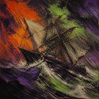 sailing ship on a stormy sea