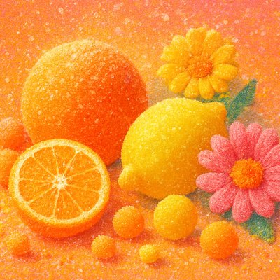 still life arrangement of fruits and flowers