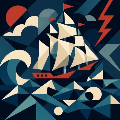 sailing ship on a stormy sea