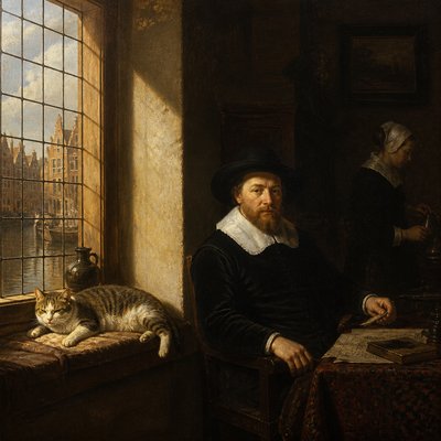 a cat lounging in a sunlit window