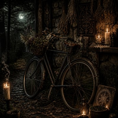 bicyle resting against a wall — Witchcore Aesthetic