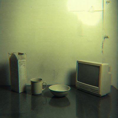 still life with everyday objects — Creepy Liminal Art Style