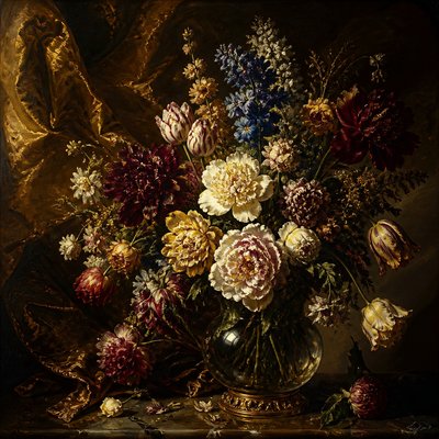 bouquet of flowers in a glass vase
