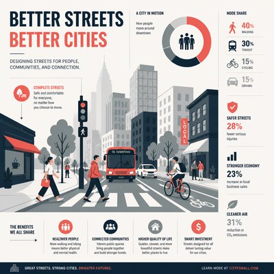 urban street with city activity
