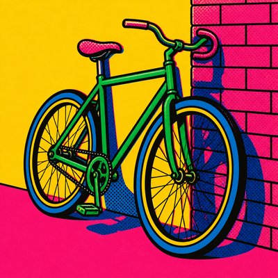 bicyle resting against a wall — Pop Art Portrait Style