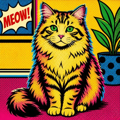 a fluffy cat sitting upright, looking at the viewer