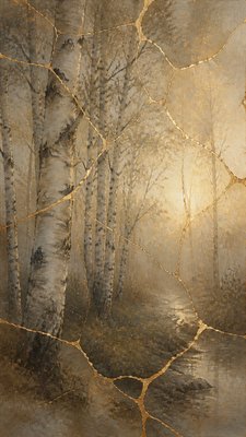 a serene birch forest in soft morning light, no people, no text