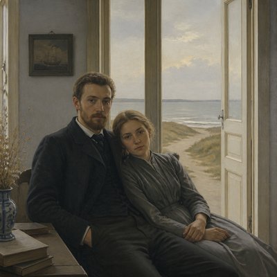 portrait of two people together — Danish Art Style
