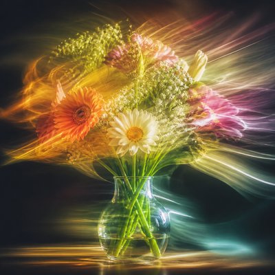 bouquet of flowers in a glass vase