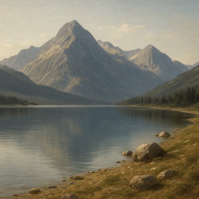 serene landscape with mountains and water