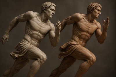 two ancient greek athletes running