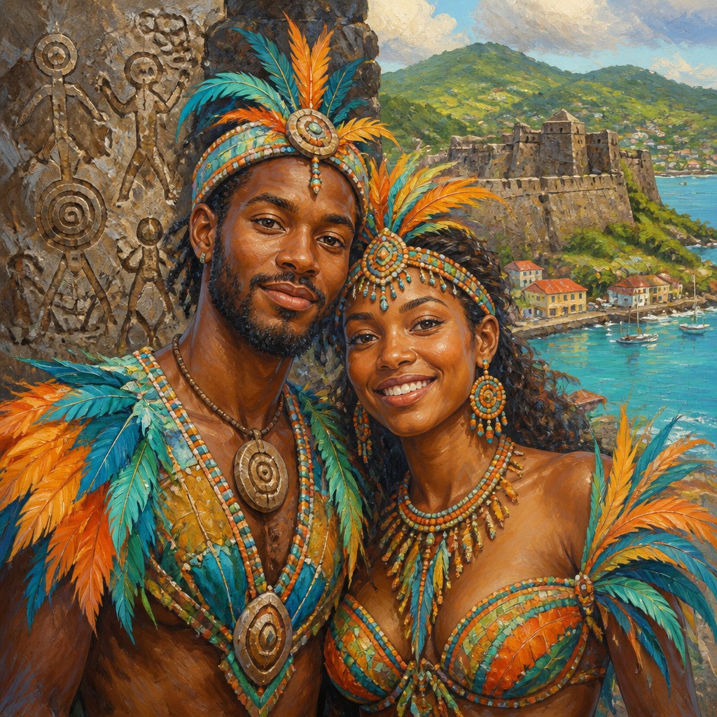 portrait of two people together — Saint Vincent Art Style
