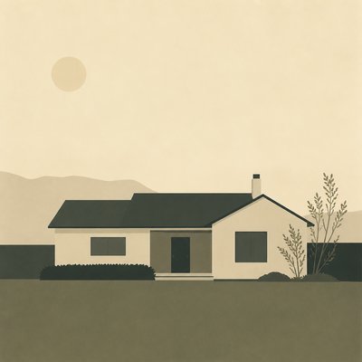 house with front view — Minimalist Landscape Art Style